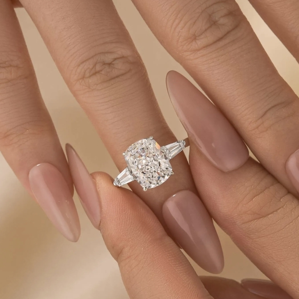 Maxine 4 Carat Cushion Cut Yellow Gold Plated 925 Engagement Ring 4.5